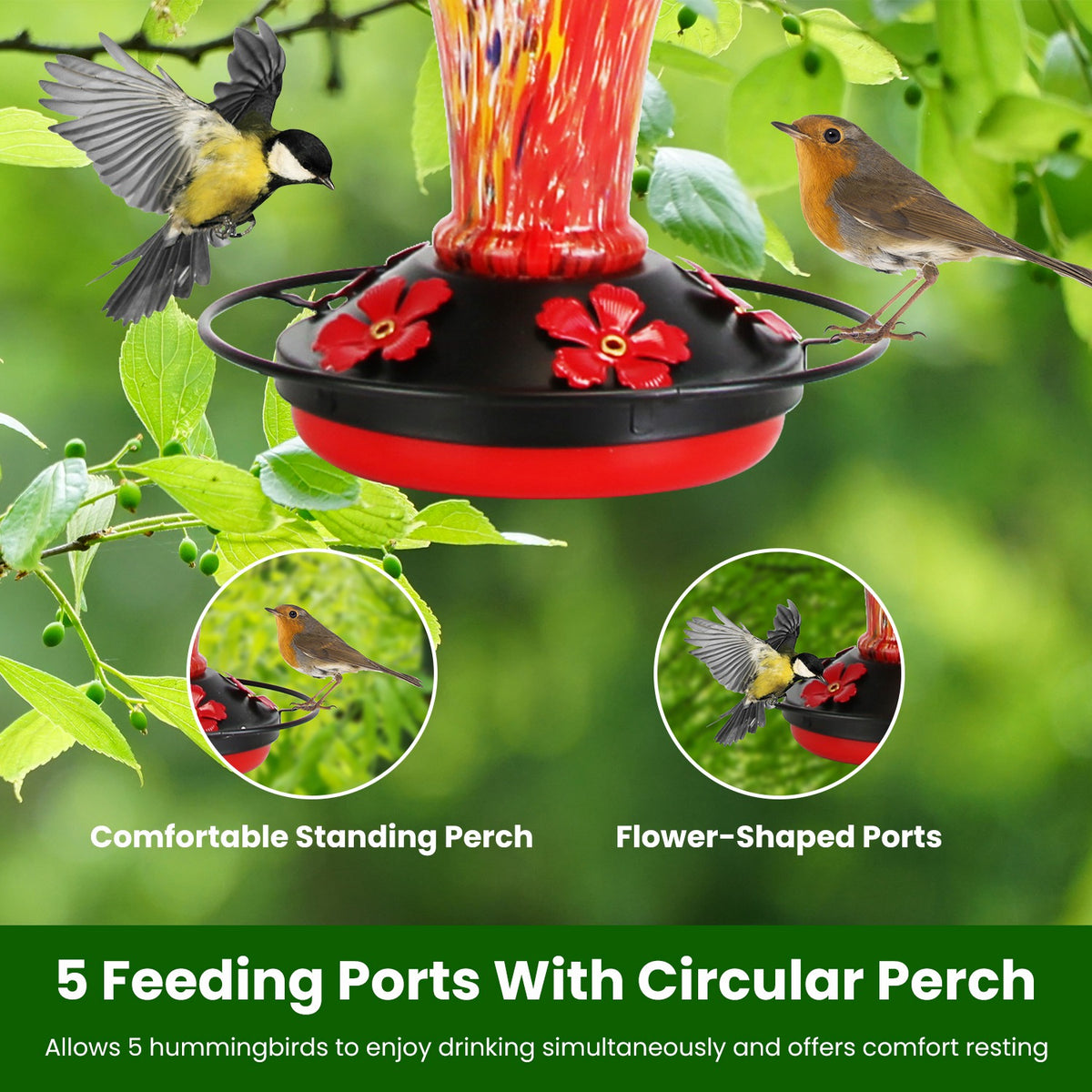 Hand-Blown Glass Hummingbird Feeder - gift idea (6)