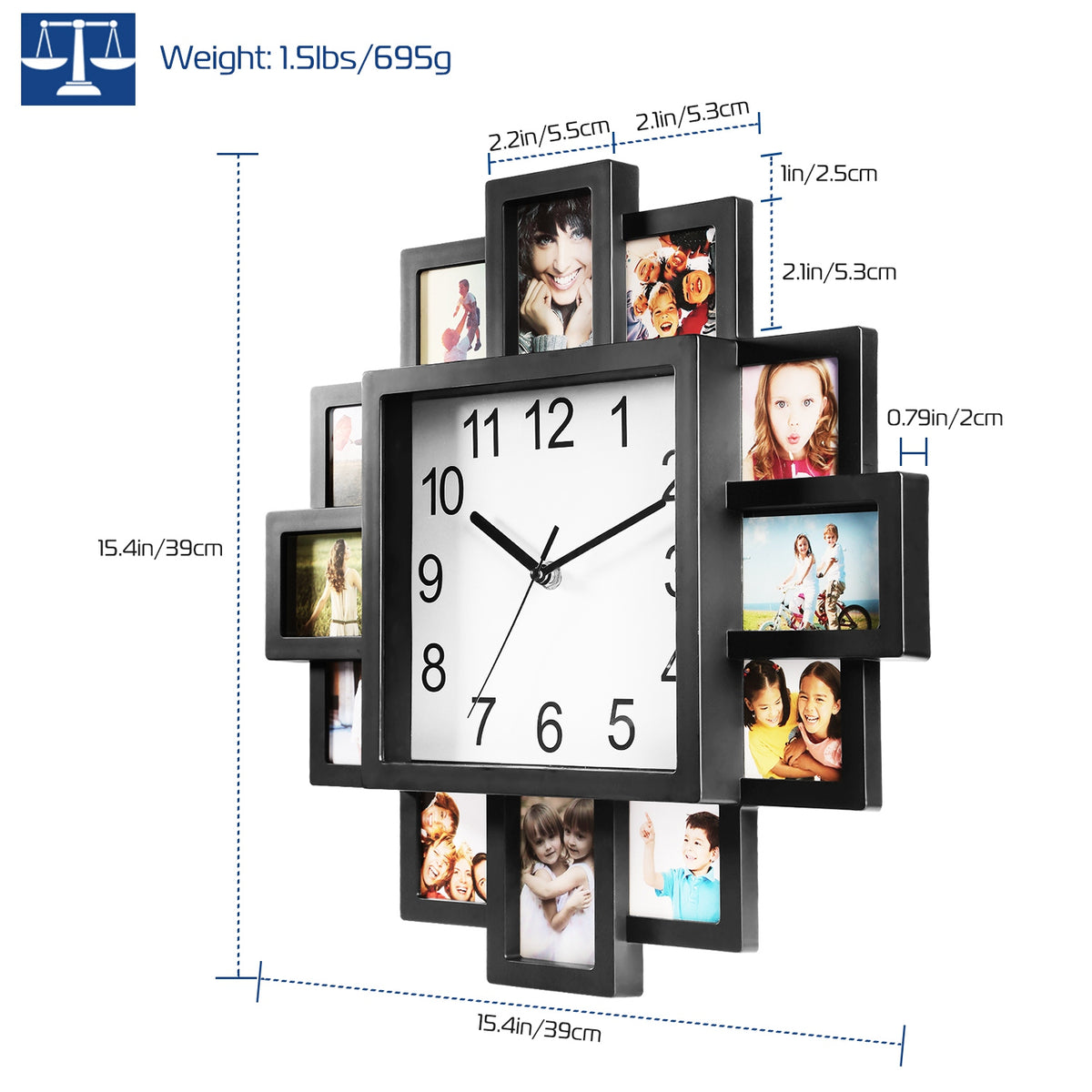 12 Photo Collage Wall Clock - gift idea (2)