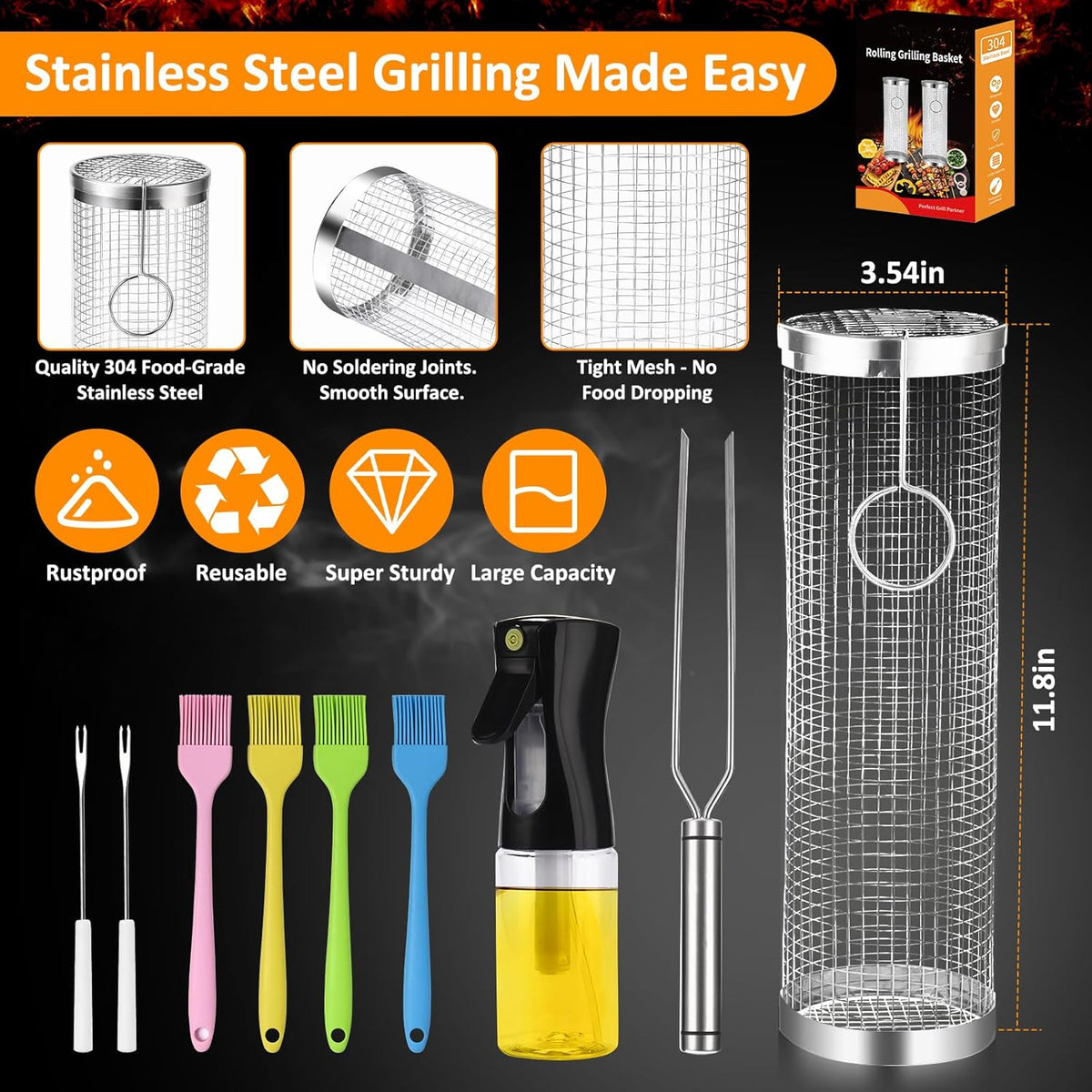 Rolling Grill Basket Kit, 12 Pc - gift idea (2)