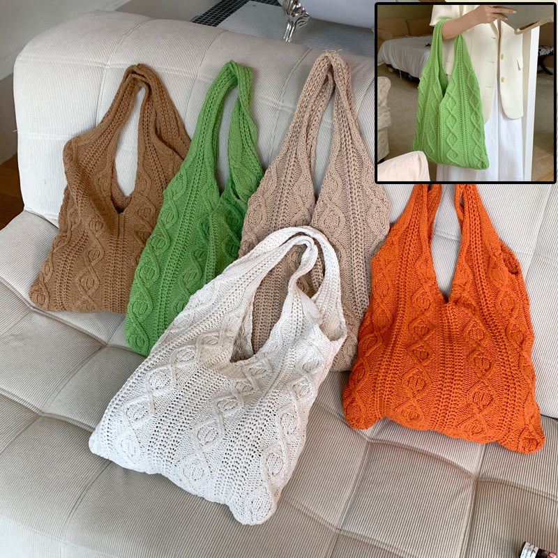 Boho Knitted Crochet Tote Bag
