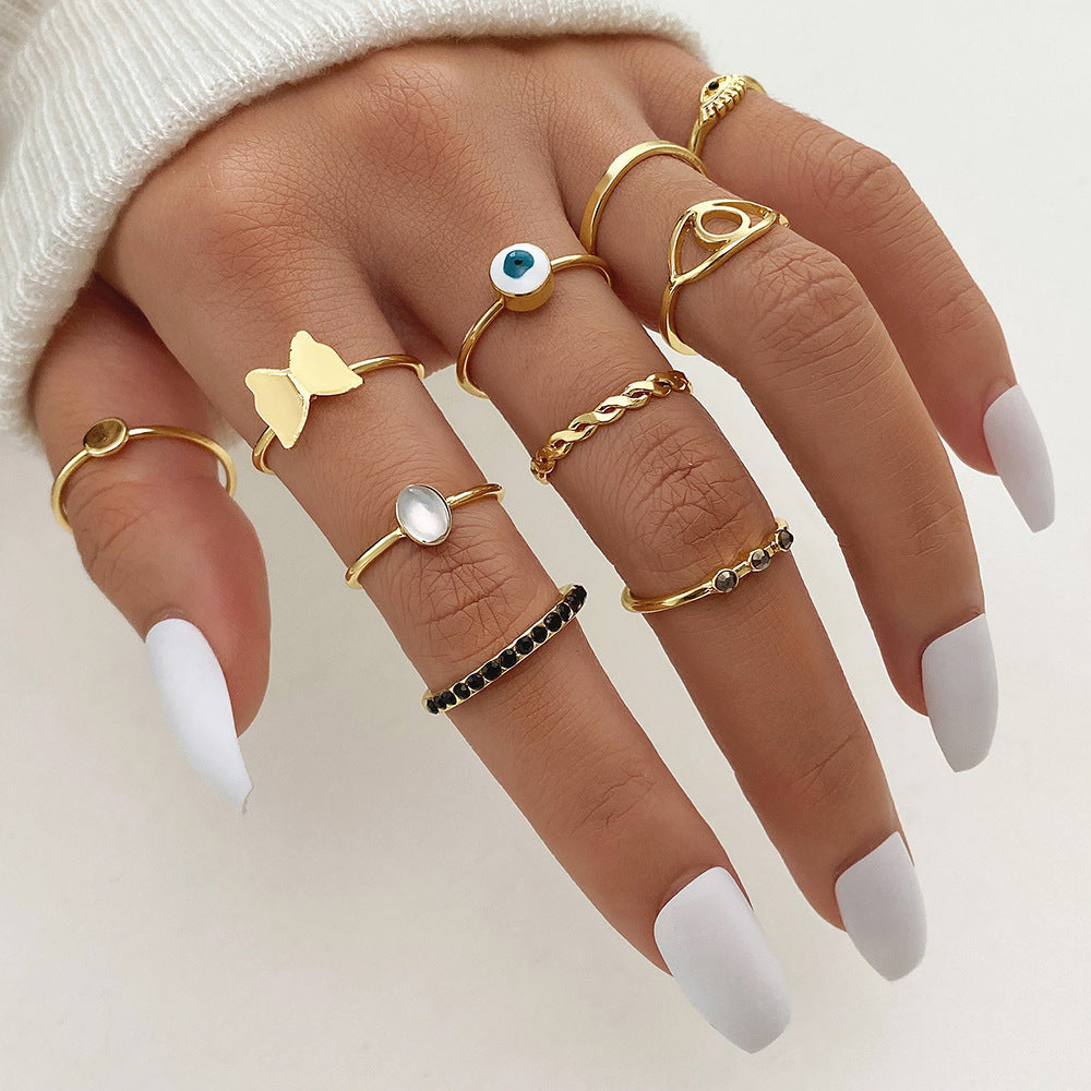 Cross Love Hug Heart Wide Ring Set