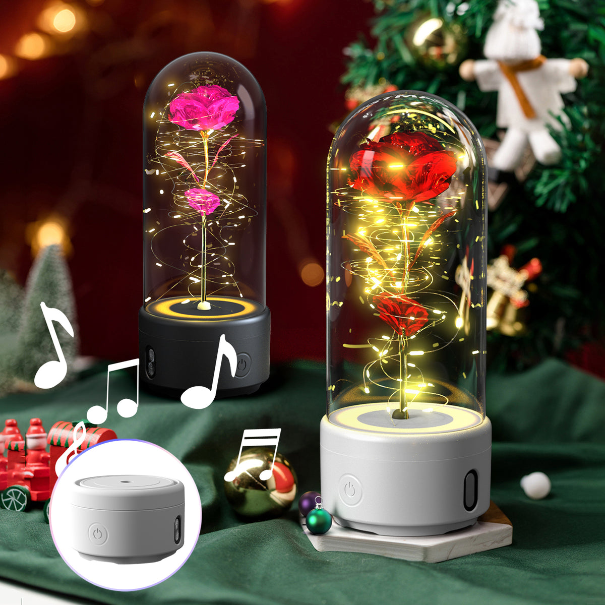 Glowing Rose Lamp with Bluetooth Speaker - gift idea
