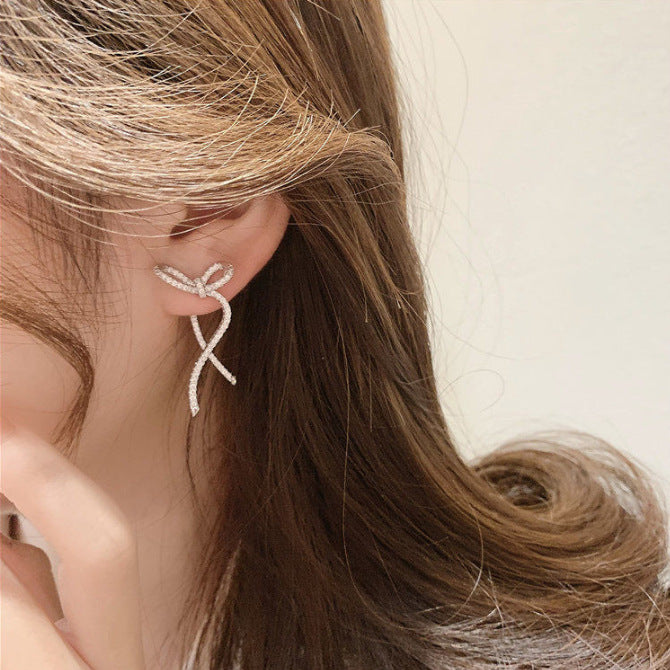 Women's Silver Stud Bow Earrings