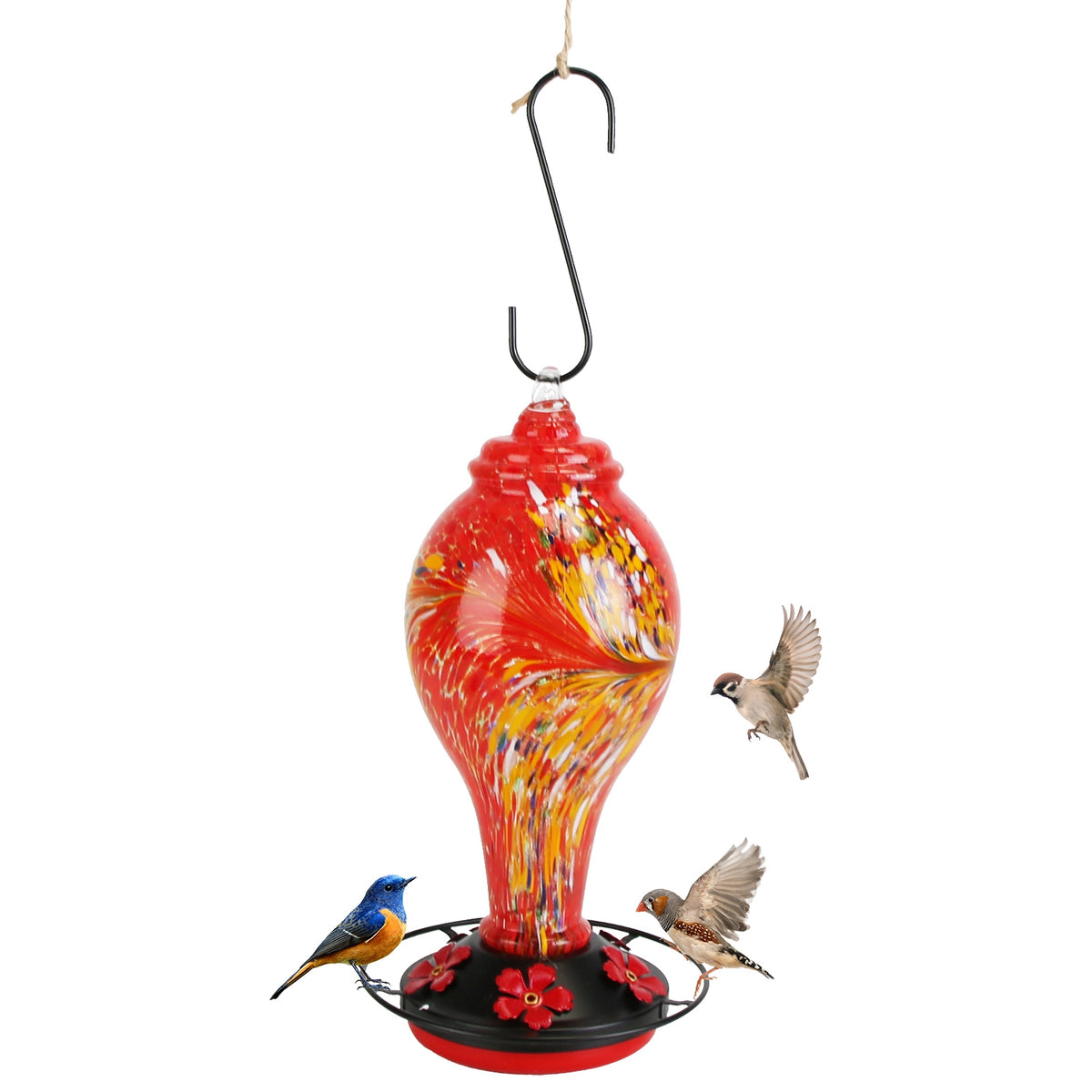 Hand-Blown Glass Hummingbird Feeder - gift idea (11)