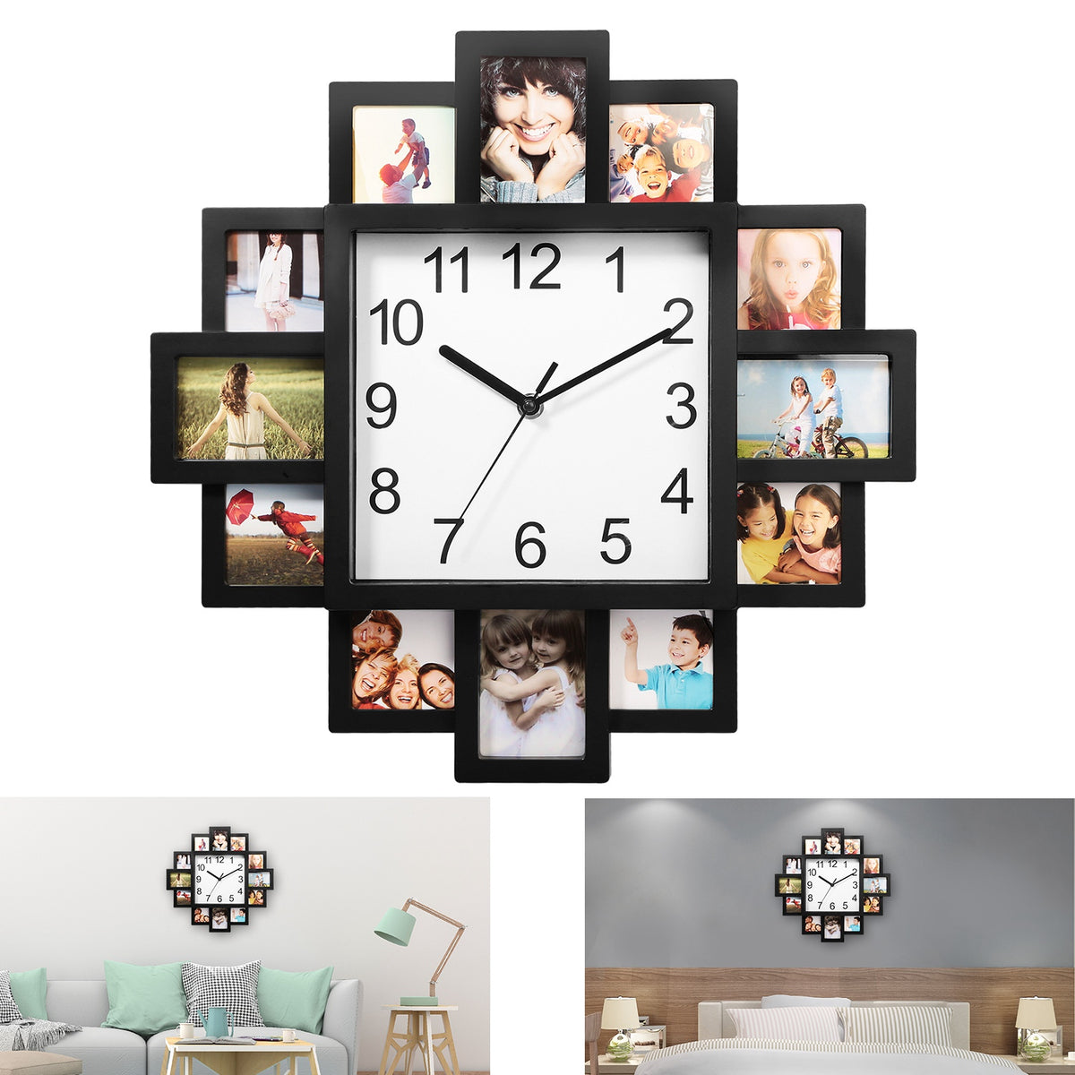 12 Photo Collage Wall Clock - gift idea