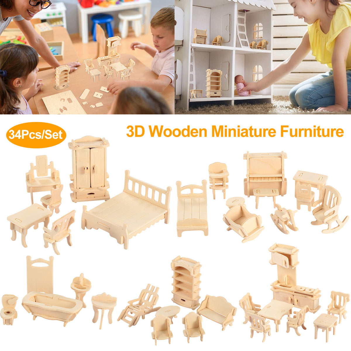 DIY Miniature Dollhouse Furniture Kit - gift idea