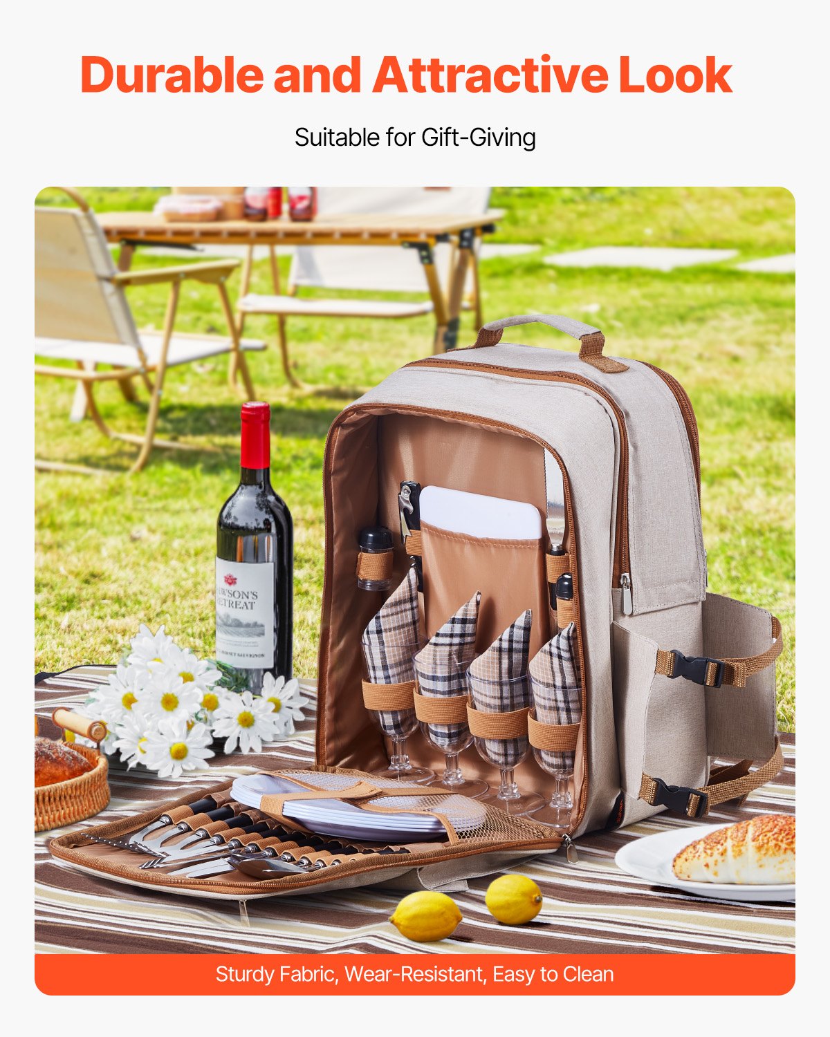 Family Picnic Backpack for 4 with Blanket - gift idea (3)