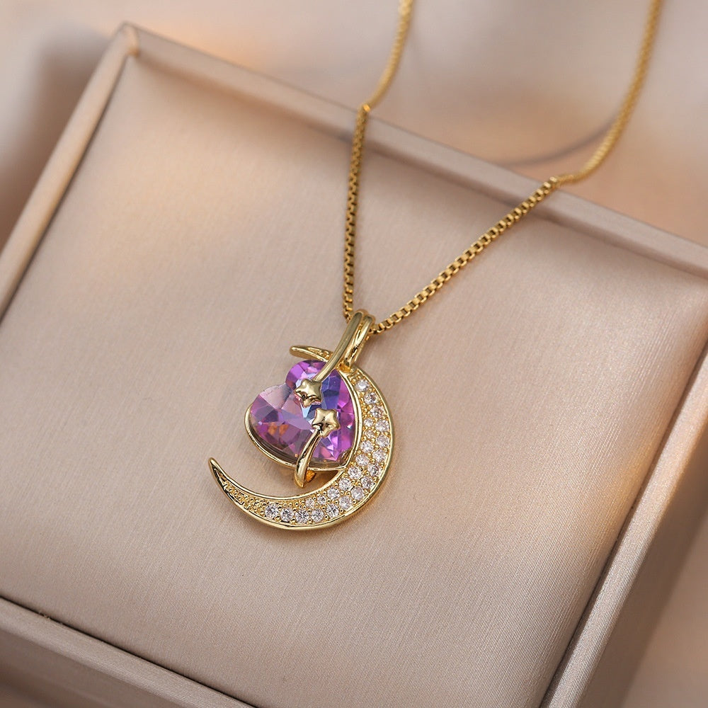 Titanium Star & Moon Pendant Necklace