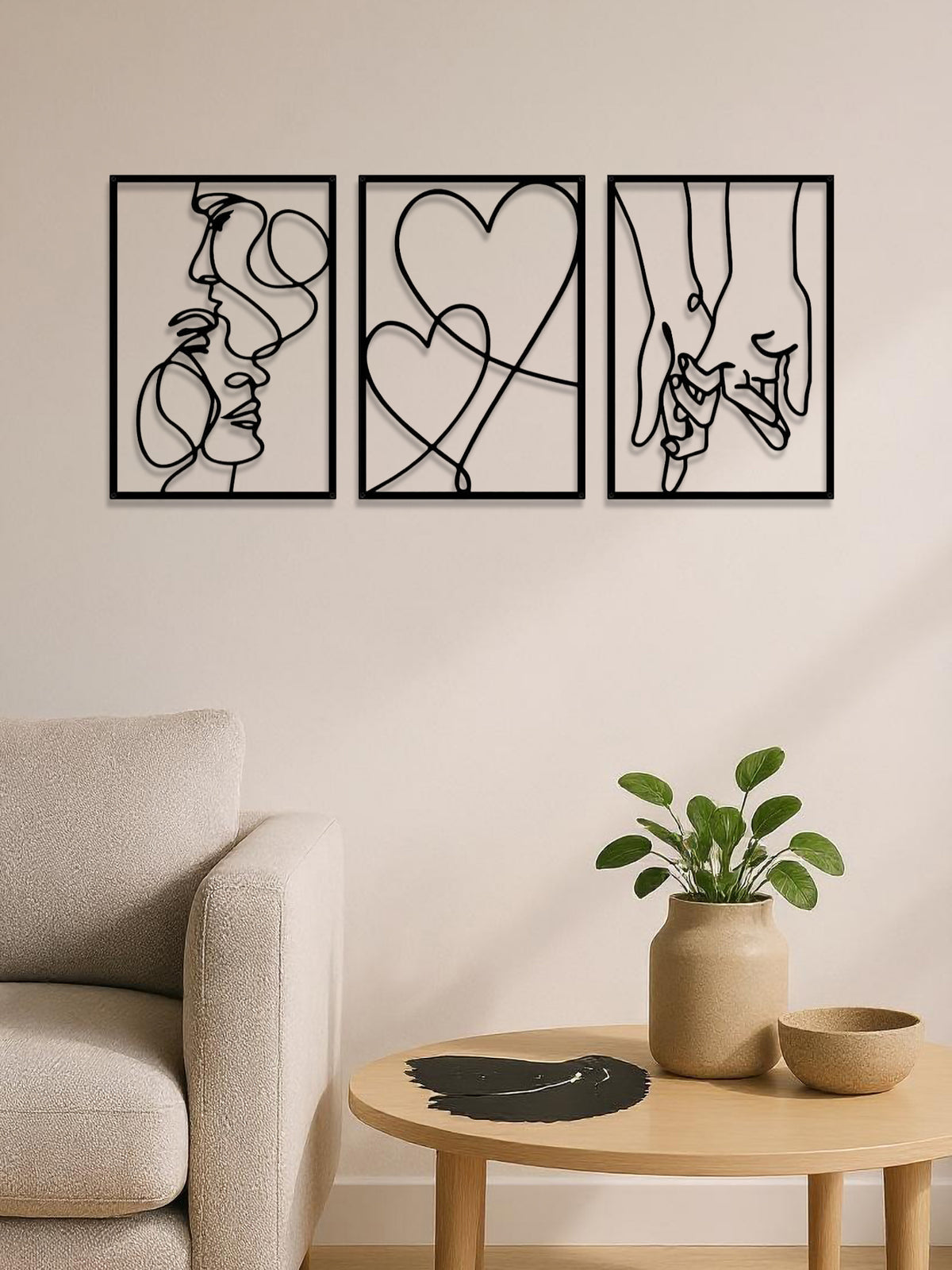 Couple Silhouette Metal Wall Art, 3 Pc - gift idea
