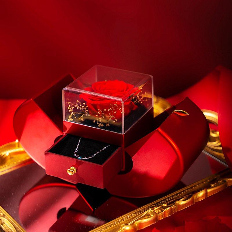 Red Apple Eternal Rose Necklace Gift Box - gift idea (3)