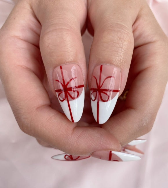 Red Ribbon Gift Press-On Nails
