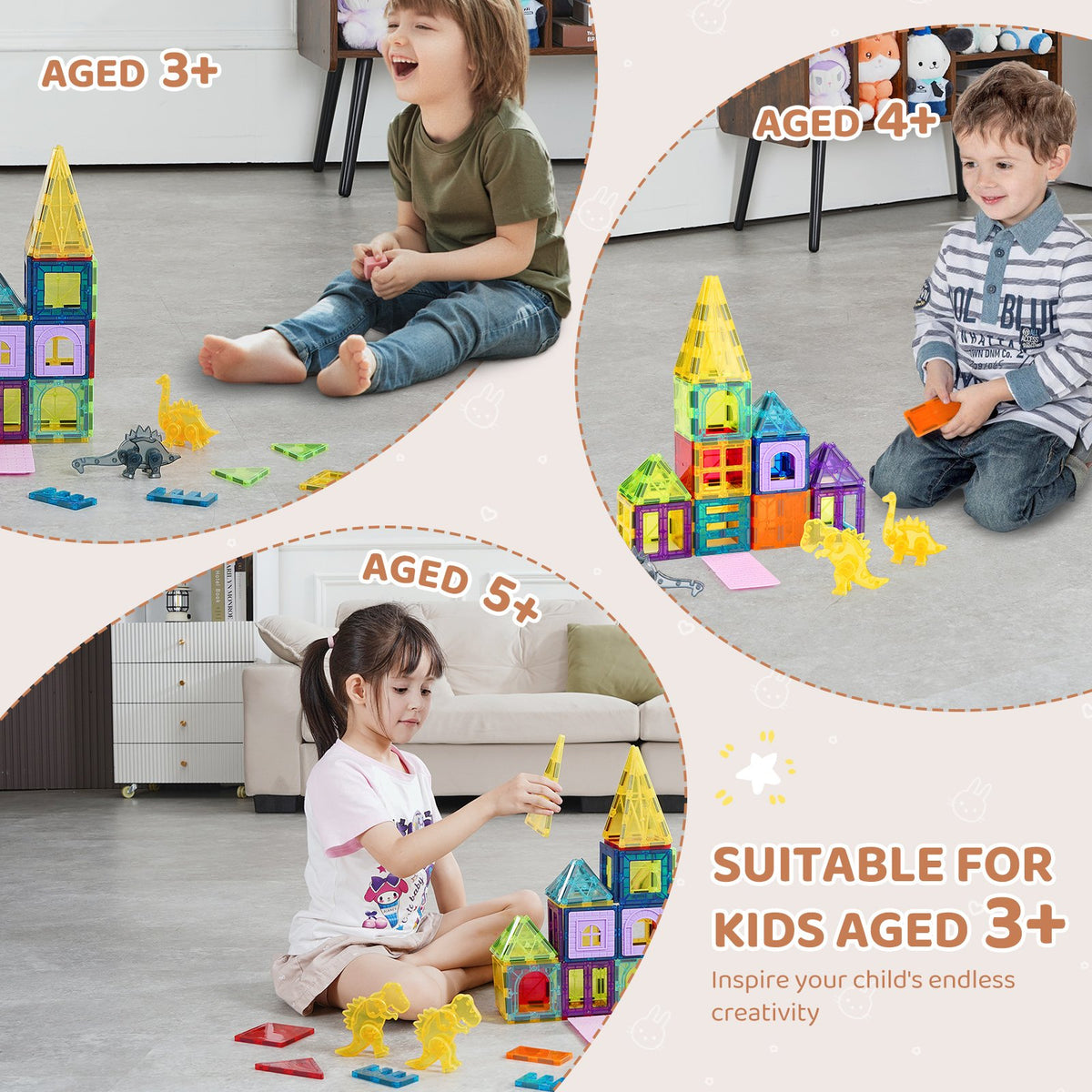 Magnetic Tiles 56 Pc with Animals - gift idea (4)