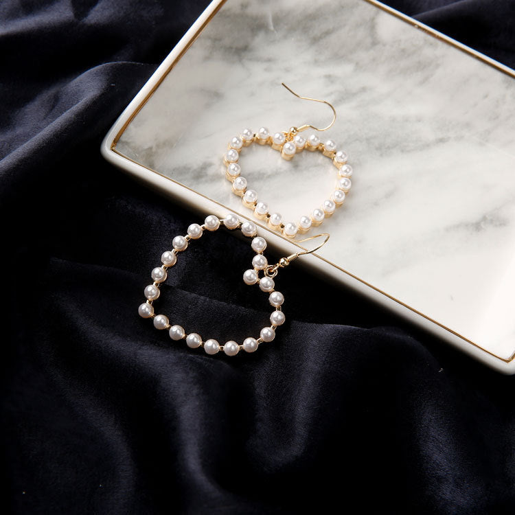 Peach Heart Pearl Earrings