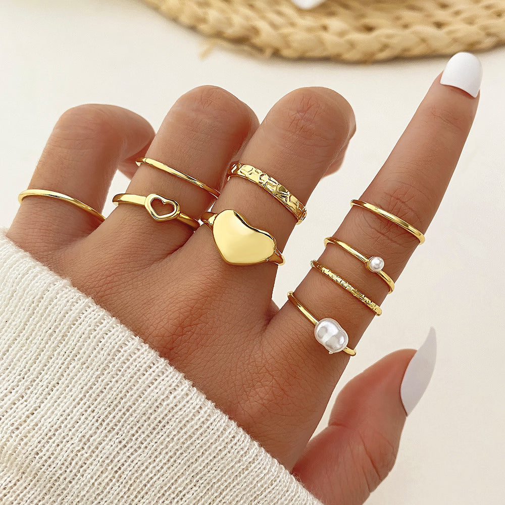 Cross Love Hug Heart Wide Ring Set