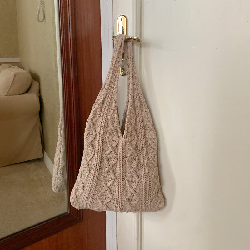 Boho Knitted Crochet Tote Bag