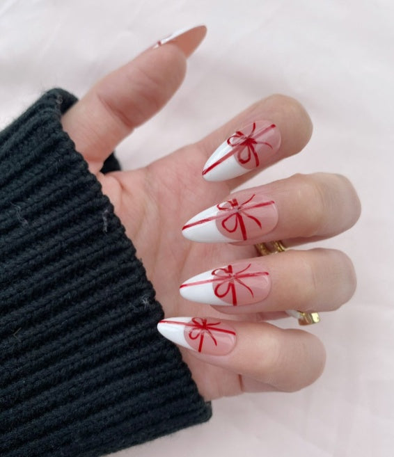 Red Ribbon Gift Press-On Nails