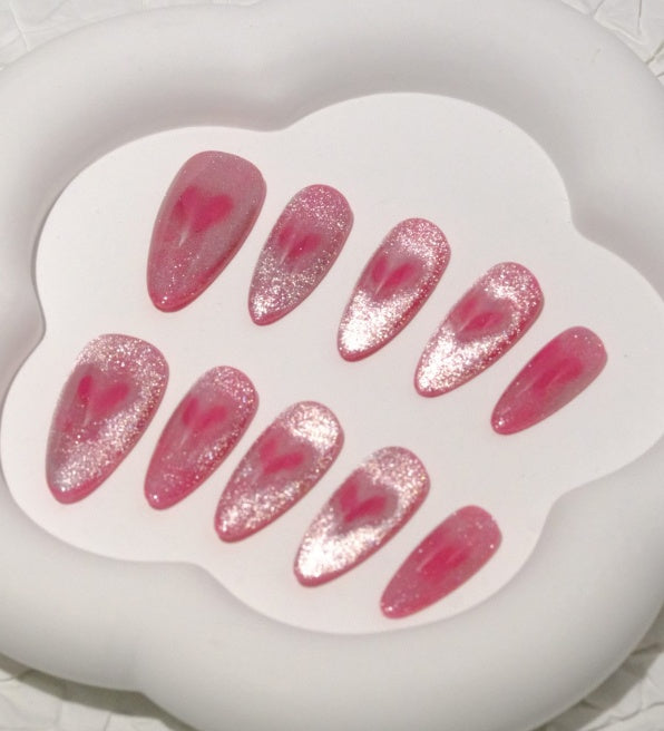 Velvet Heart Shimmer Press-On Nails