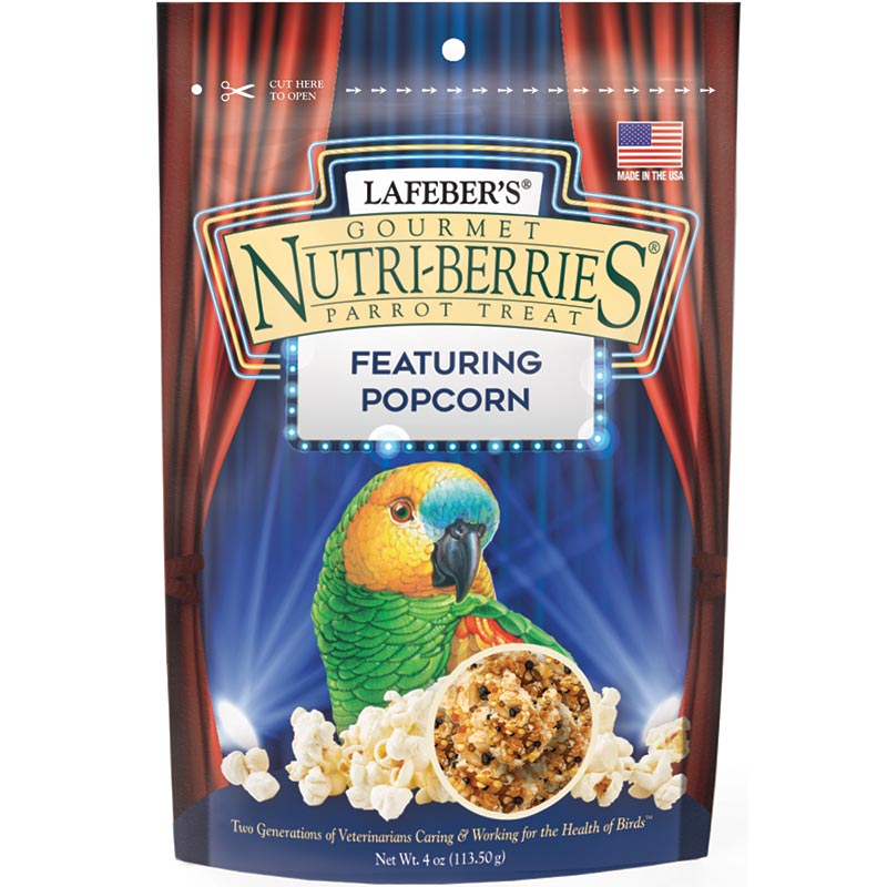 Lafeber Popcorn Nutri-Berrie treats for parrots, 4 oz bag
