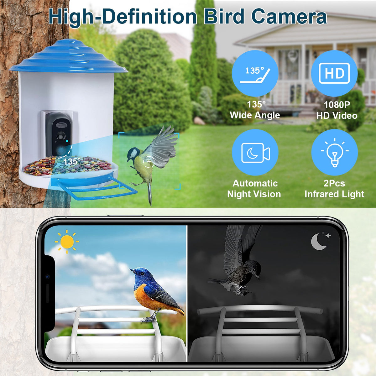 Smart Bird Feeder with Solar HD Camera - gift idea (2)