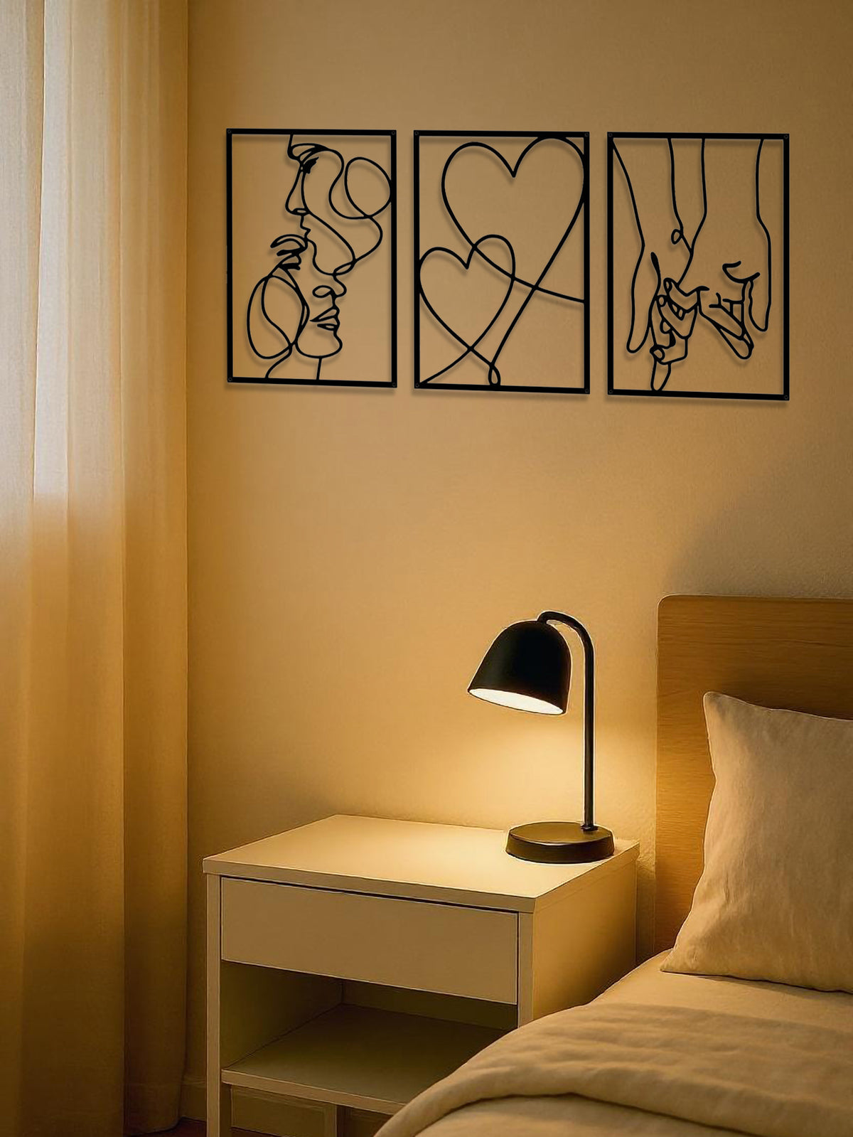 Couple Silhouette Metal Wall Art, 3 Pc - gift idea (3)