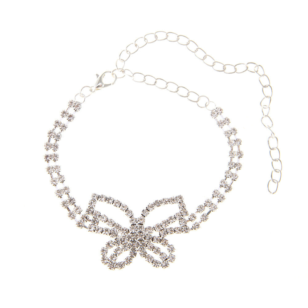 Butterfly Rhinestone Multilayer Anklet