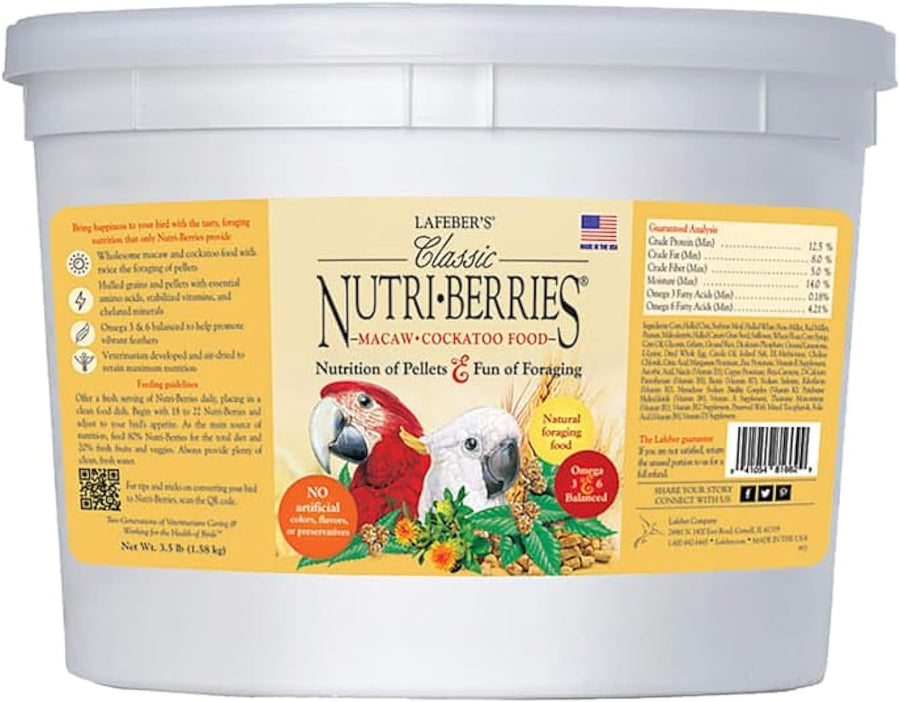 Lafeber's Nutri-Berries, Macaw & Cockatoo 3.5lb Tub