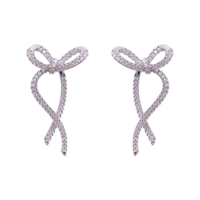Women's Silver Stud Bow Earrings