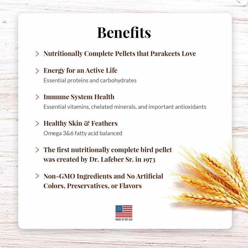 Lafeber Premium Daily Diet pellets for parakeets and budgies