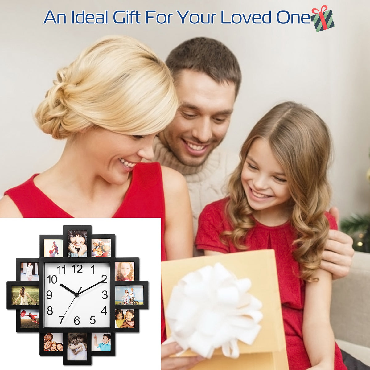 12 Photo Collage Wall Clock - gift idea (3)