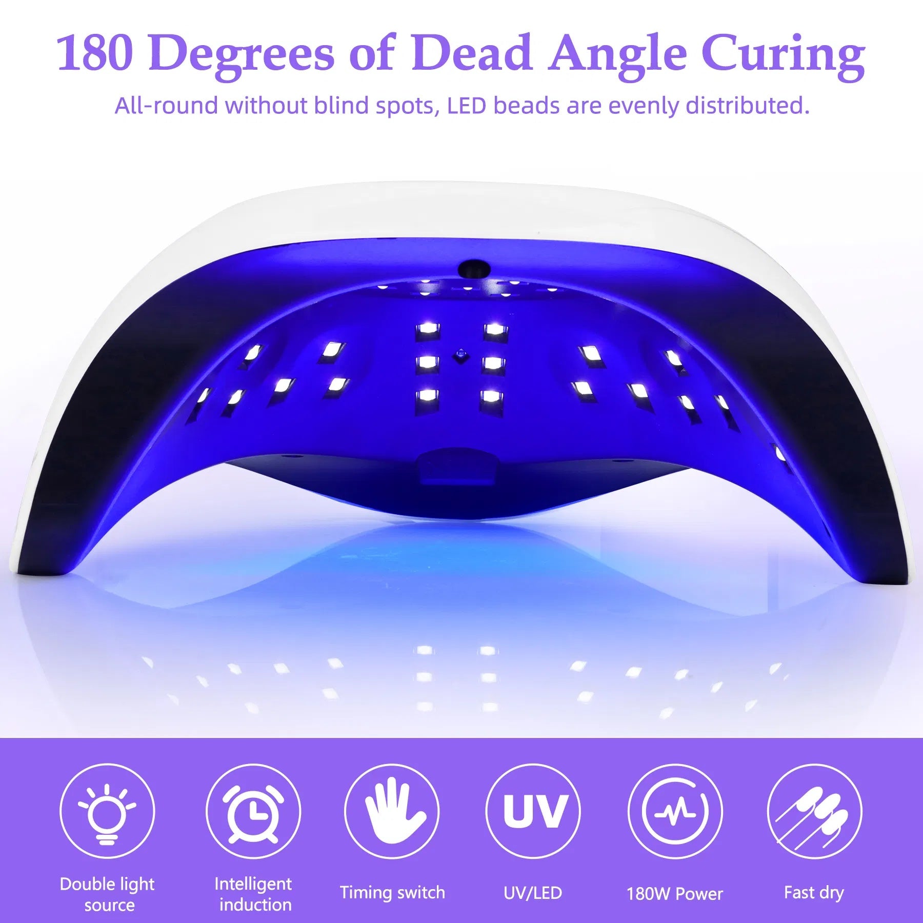 Farooze 180W UV LED Nail Lamp With 3 Timers And Automatic Sensor Professional Nail Light - White