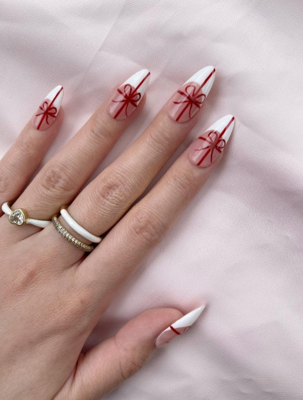 Red Ribbon Gift Press-On Nails