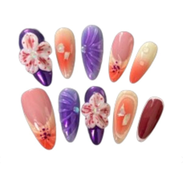 Floral Fantasy Rainbow Press-On Nails