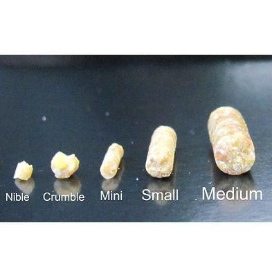 Roudybush pellet sizes compared side by side