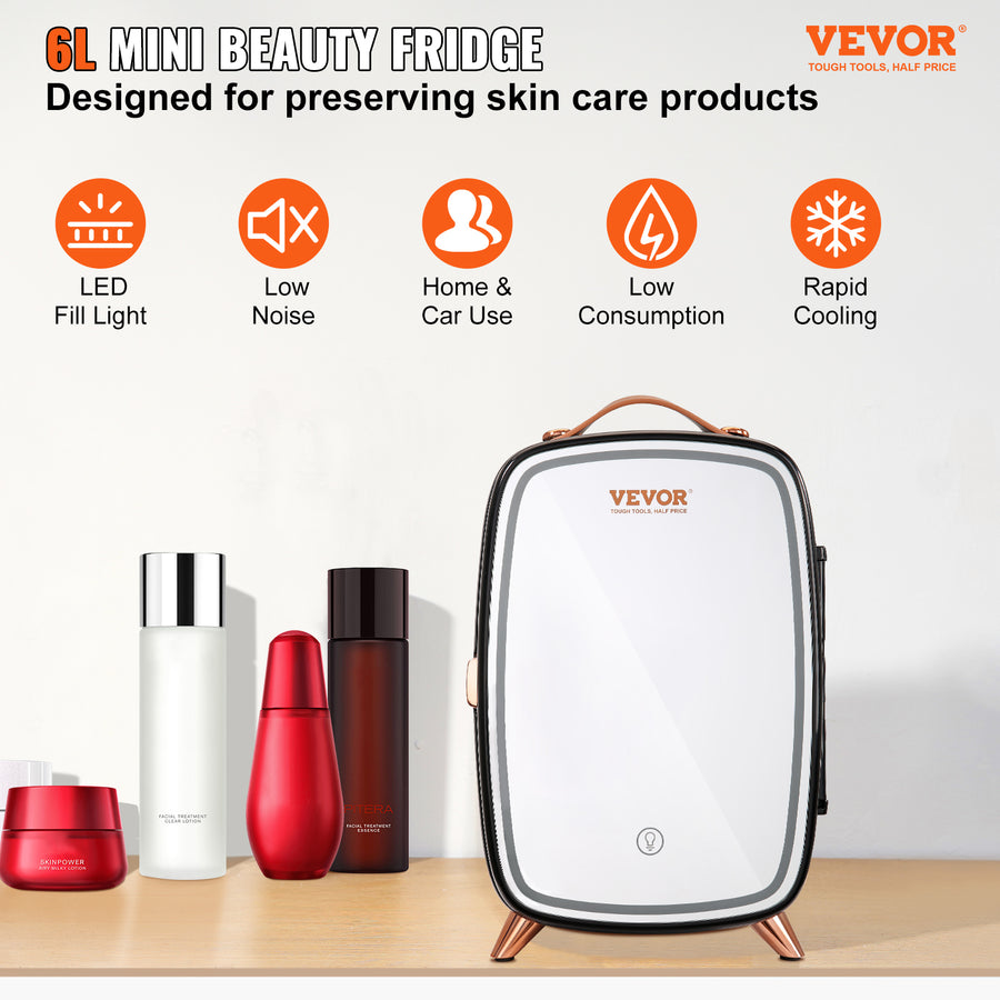 Mini Skincare Fridge with LED Mirror, 6L - gift idea