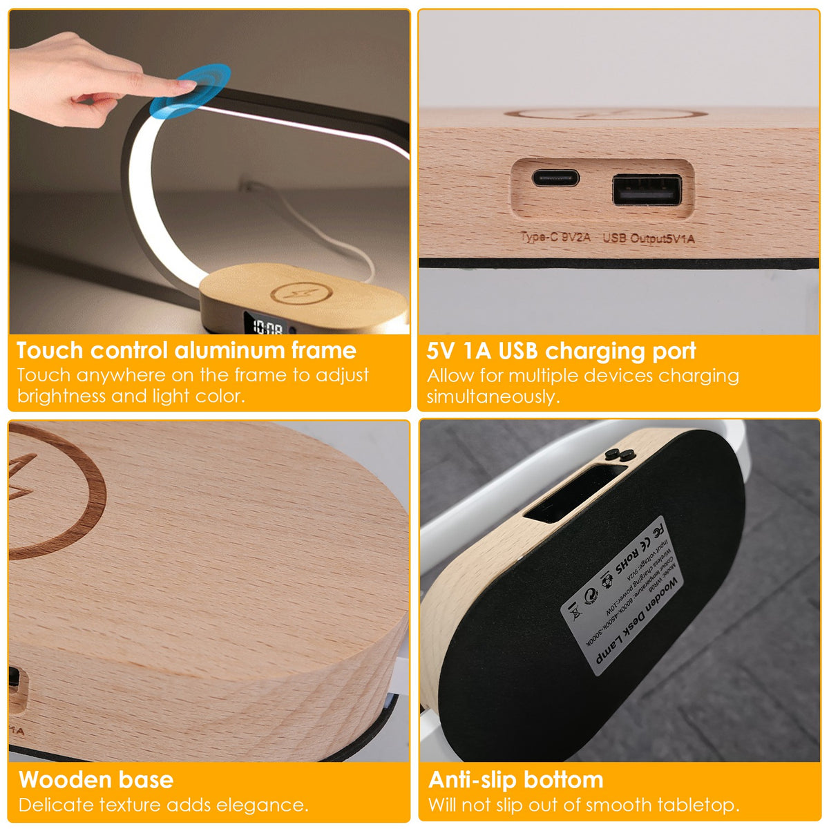 Bedside Lamp with Clock & Wireless Charger - gift idea (4)