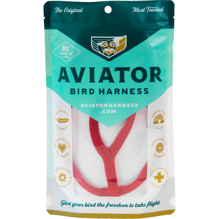 The Aviator bird harness and leash in red