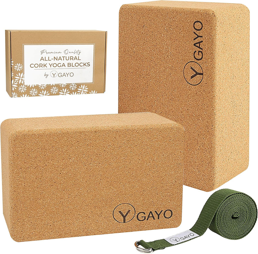 Cork Yoga Blocks, Strap & Complete Kit — Eco-Friendly Yoga Props