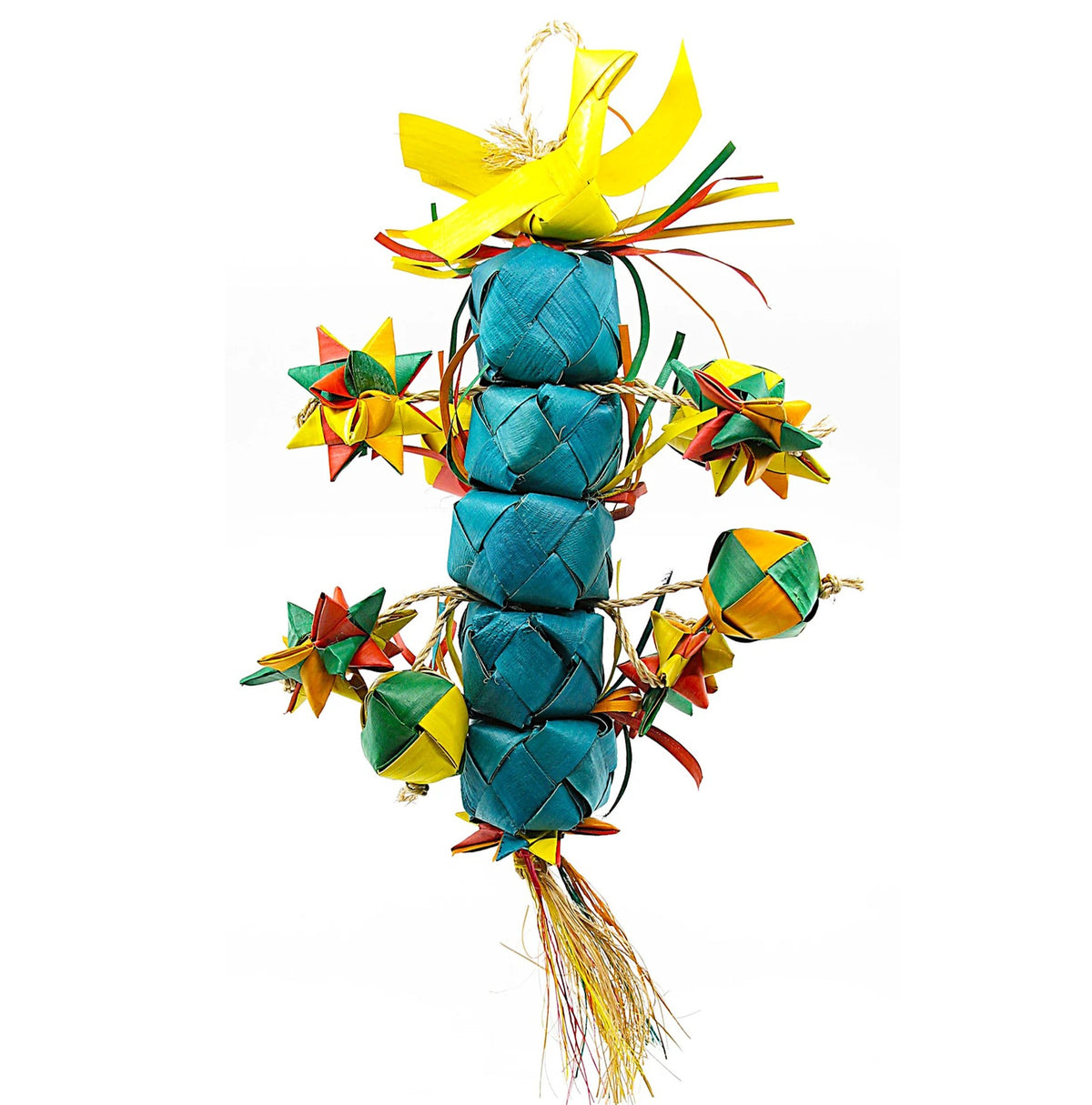 Planet Pleasures Bird Tower Shredding Toy — Stacked Palm Chew Toy for Parrots
