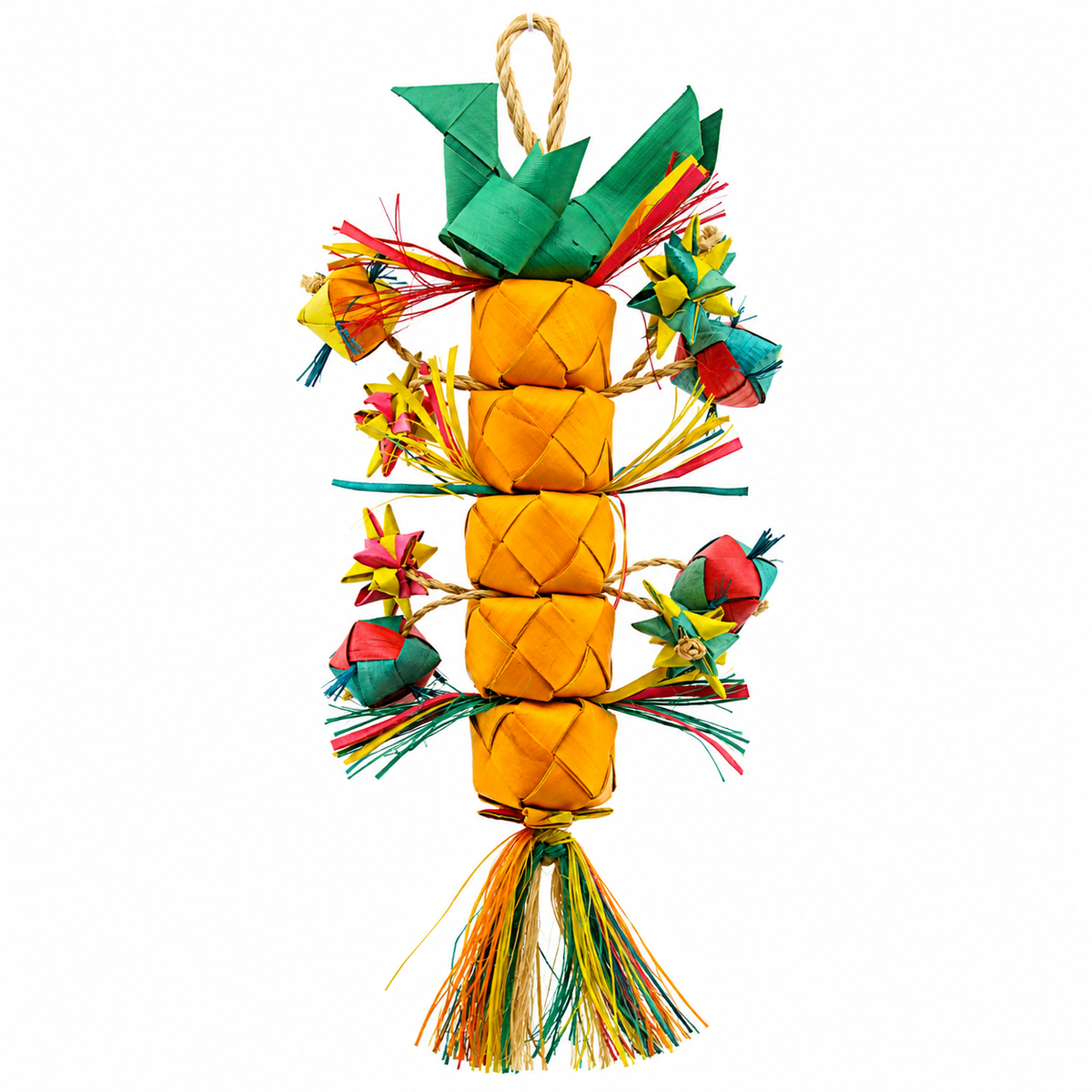 Planet Pleasures Bird Tower Shredding Toy — Stacked Palm Chew Toy for Parrots