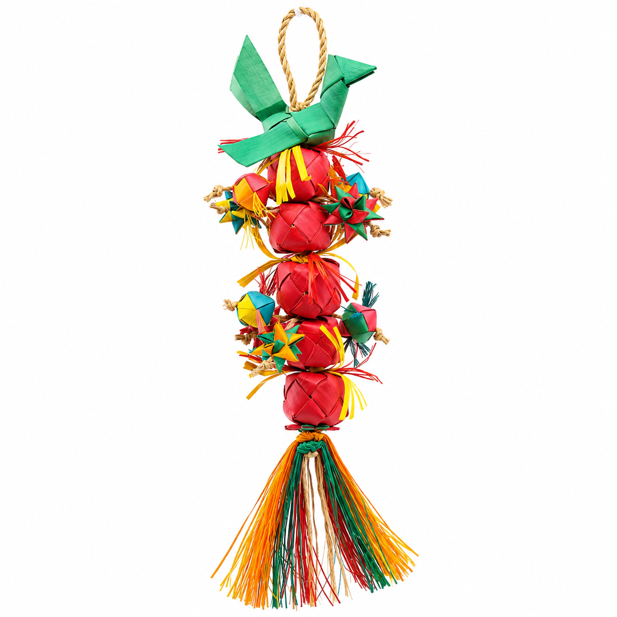 Planet Pleasures Bird Tower Shredding Toy — Stacked Palm Chew Toy for Parrots