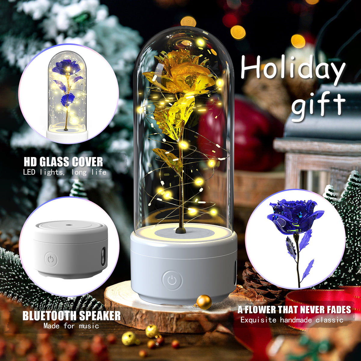 Glowing Rose Lamp with Bluetooth Speaker - gift idea (4)