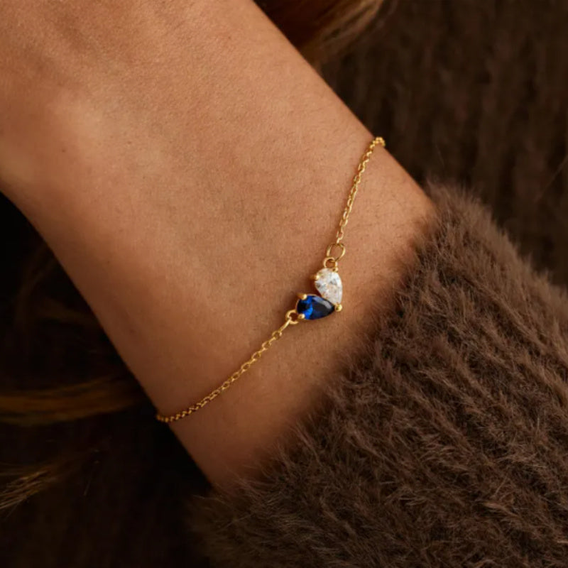Heart & Teardrop Birthstone Bracelet