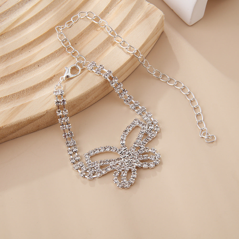 Butterfly Rhinestone Multilayer Anklet