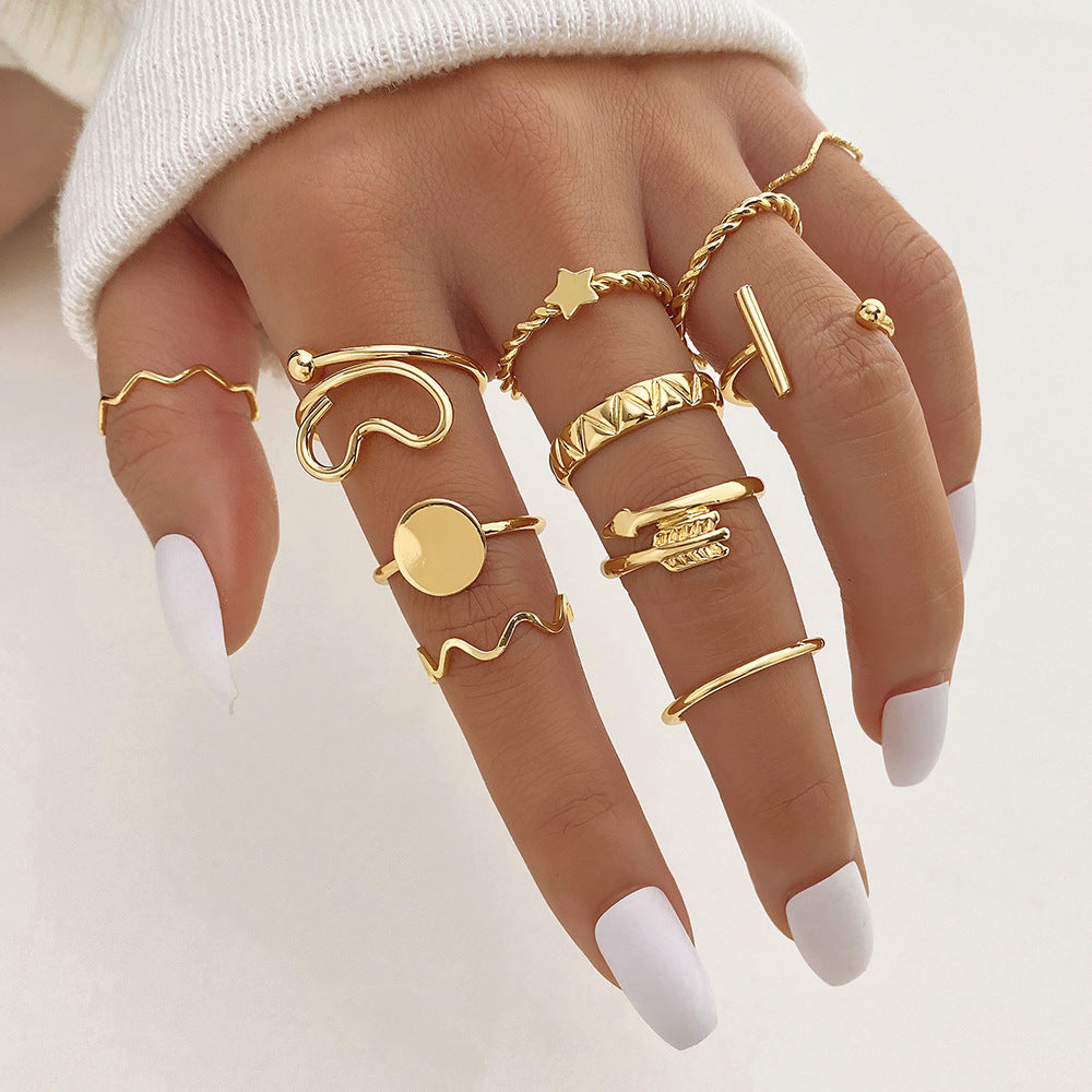 Unique Cross Love Hug Heart Wide Ring Suit