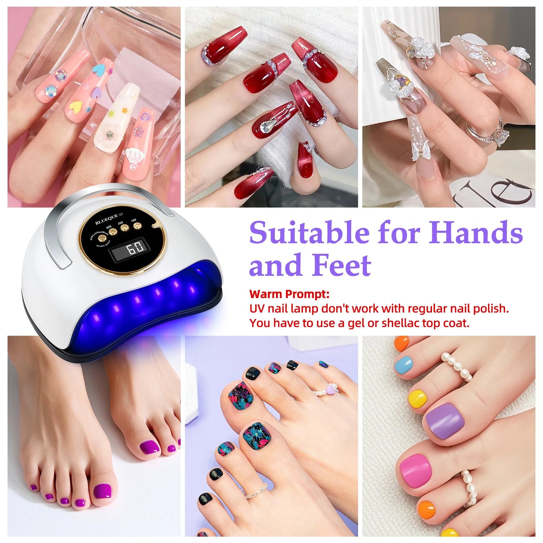 Farooze 180W UV LED Nail Lamp With 3 Timers And Automatic Sensor Professional Nail Light - White