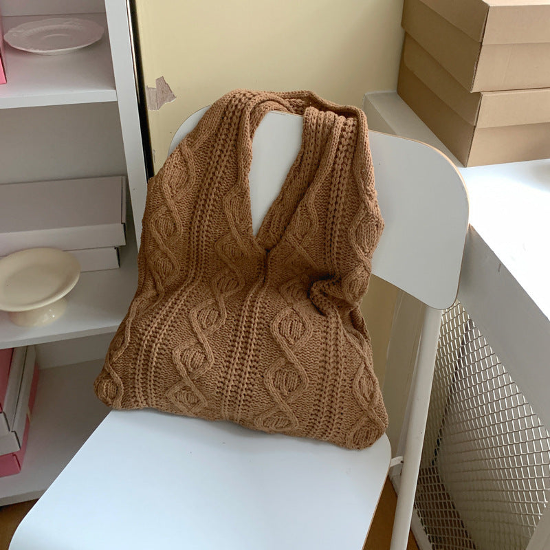 Boho Knitted Crochet Tote Bag