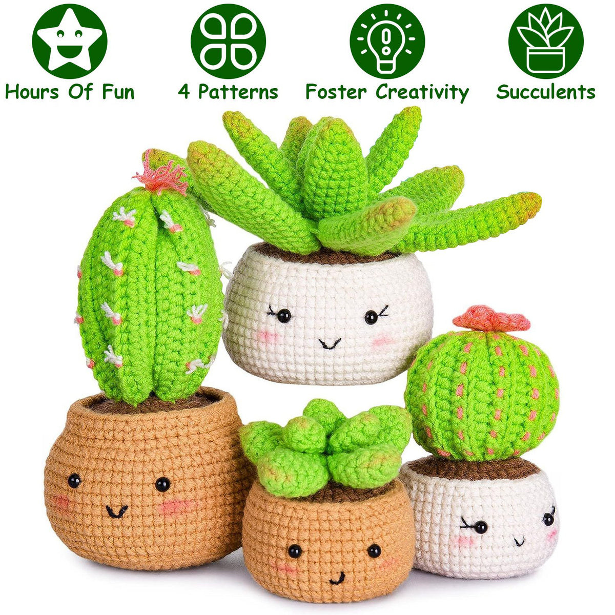 Beginner Crochet Kit, Elephant or Succulents - gift idea