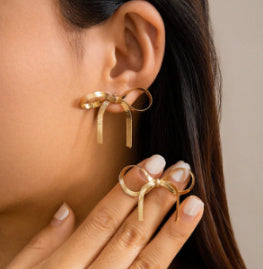 Vintage Chain Bow Earrings