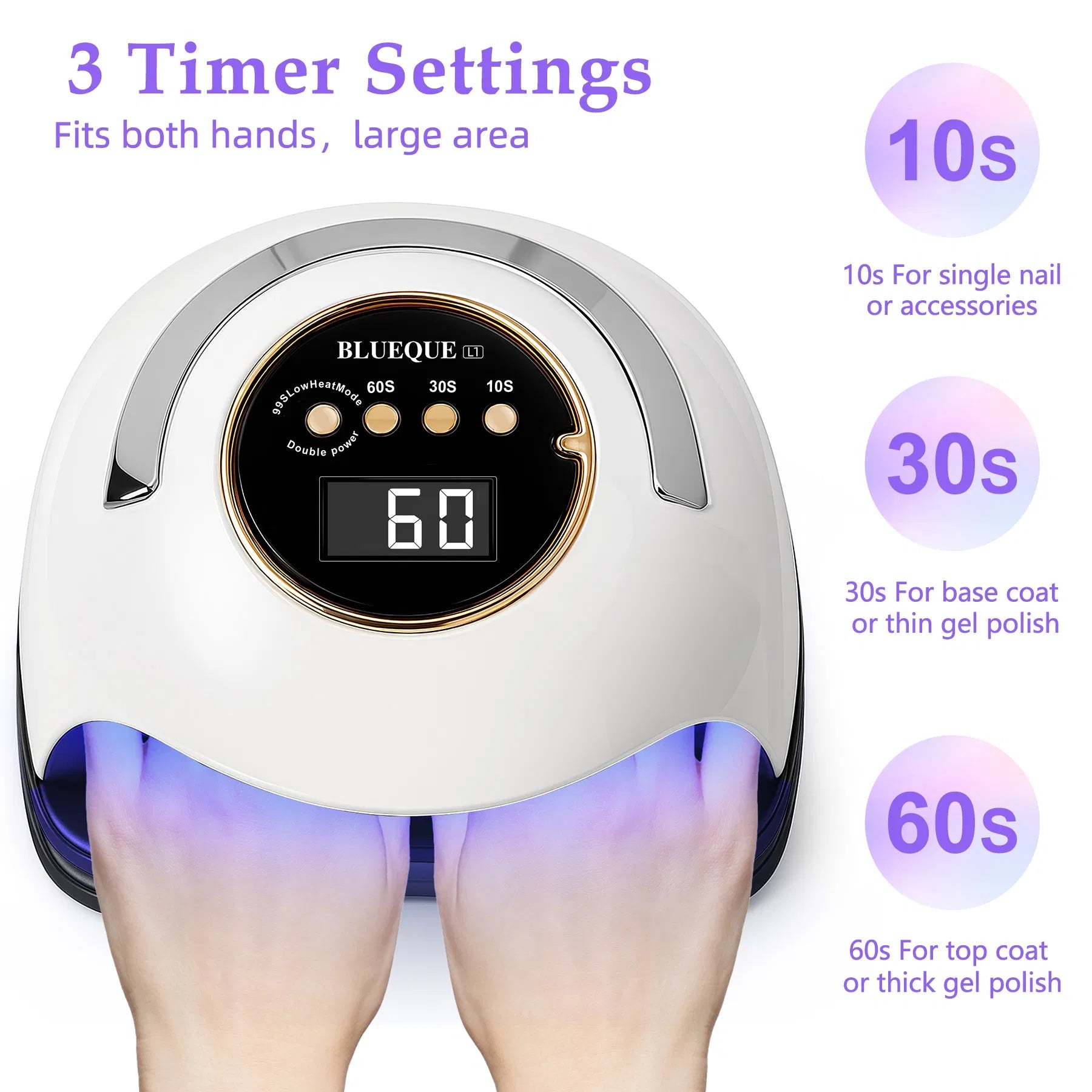 Farooze 180W UV LED Nail Lamp With 3 Timers And Automatic Sensor Professional Nail Light - White