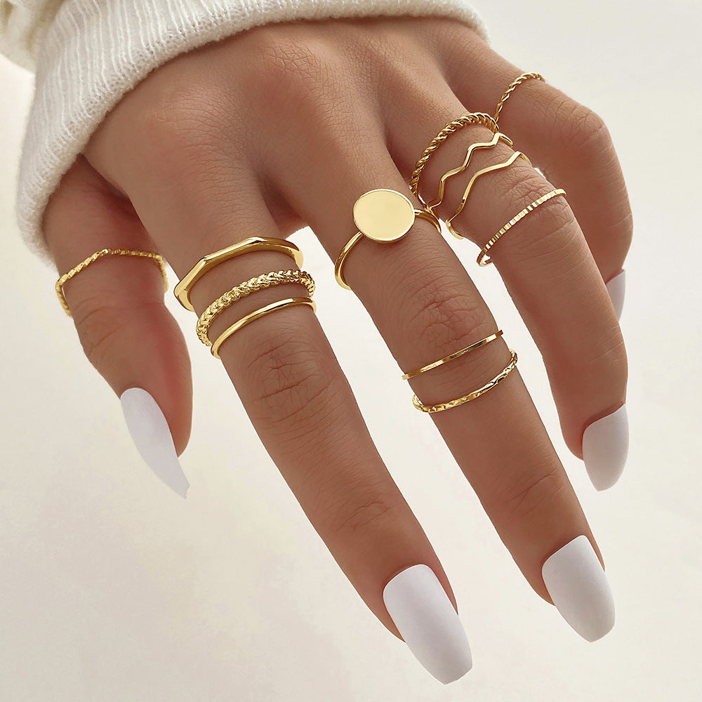Cross Love Hug Heart Wide Ring Set